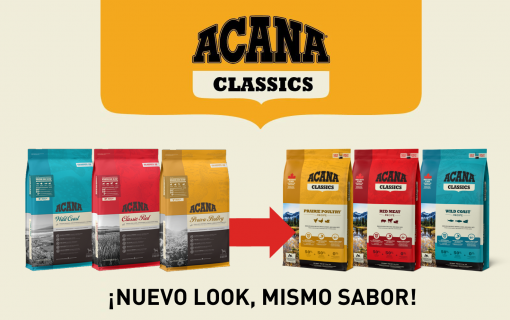 Nuevo look de la gama de recetas Classics de Acana 